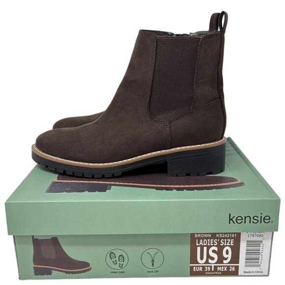 Kensie Brown Suede Women's Ankle Boots US 9 EUR 39 Side Zip Rubber Sole KS242101 - Picture 3 of 6